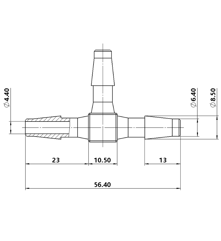 6.4mm（1/4英寸）T型塑料三通