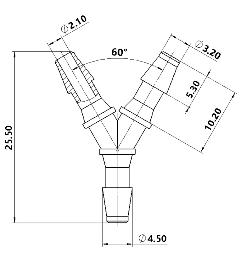 3.2mm（1/8英寸）Y型塑料三通