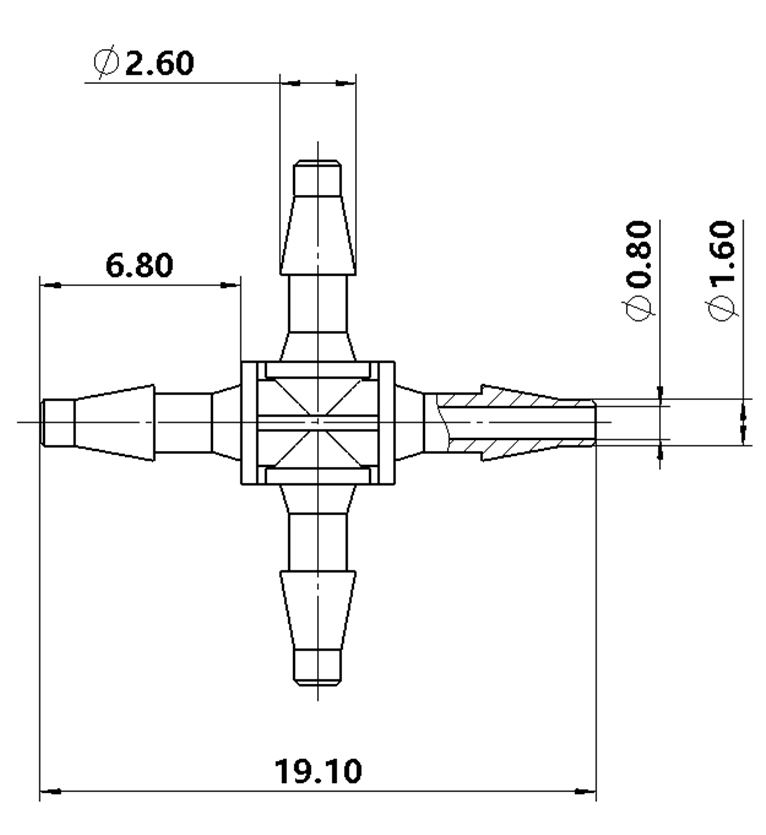 1.6mm（1/16）十字四通接头