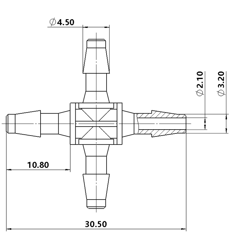 3.2mm（1/8英寸）十字四通接头