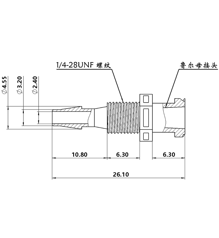 3.2mm（1/8）穿板鲁尔母接头