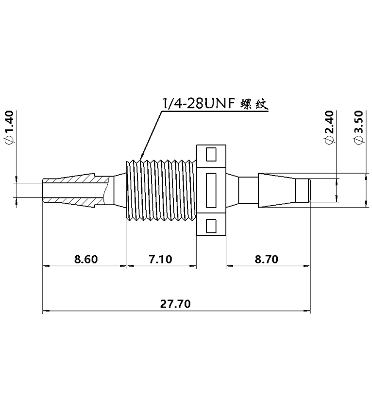 2.4mm（3/32）穿板直通接头