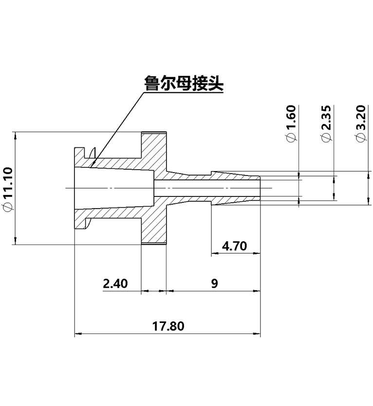 2.4mm（3/32）尼龙鲁尔母接头