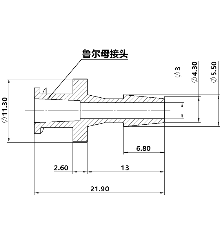 3.9mm（5/32）鲁尔母接头黑