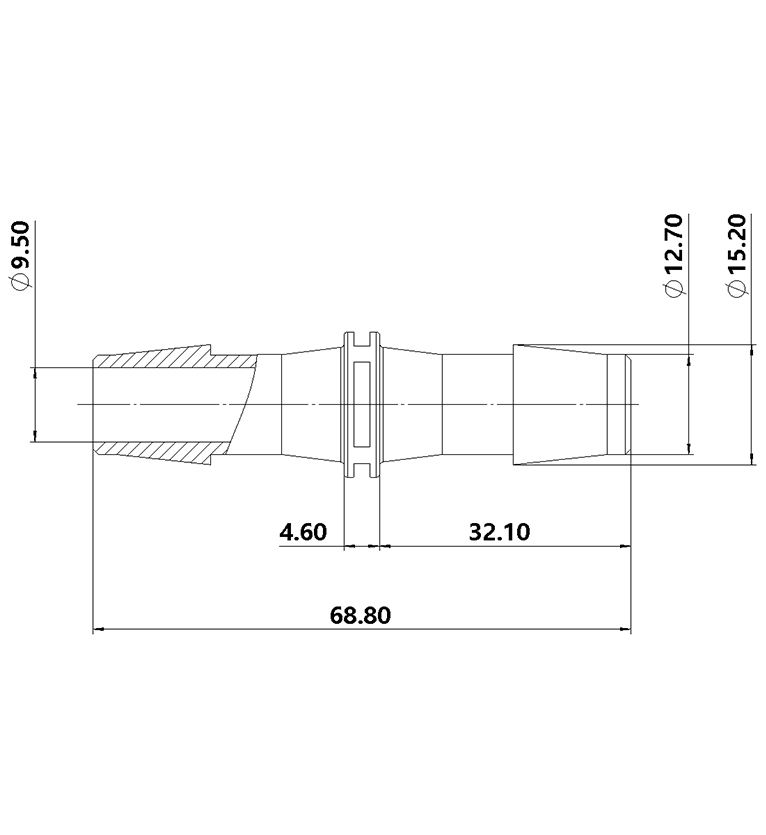 12.7mm(1/2英寸)直通接头